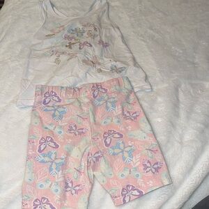 Cynthia Rowley size 5/6  tank with shorts with butterflies, white, and pink